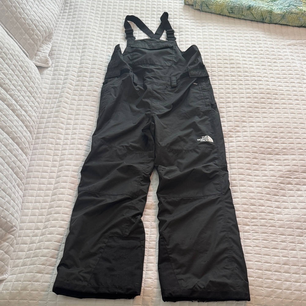 The North Face Black Insulated Snow Bibs with White Logo